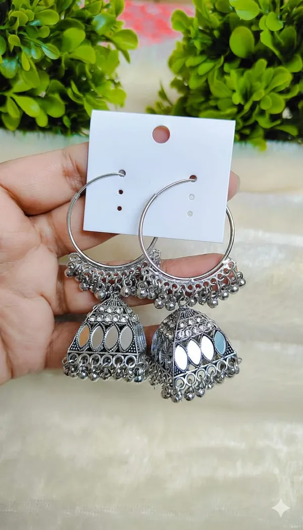 Oxidised_Mirror_Work_Jhumka_Hoop_Earrings