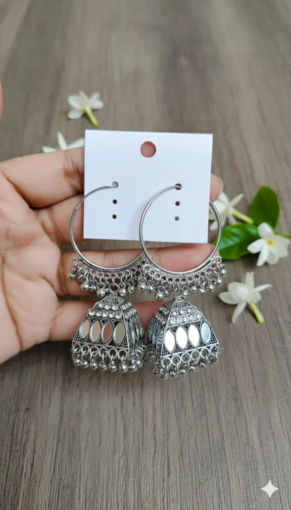 Oxidised_Mirror_Work_Jhumka_Hoop_Earrings