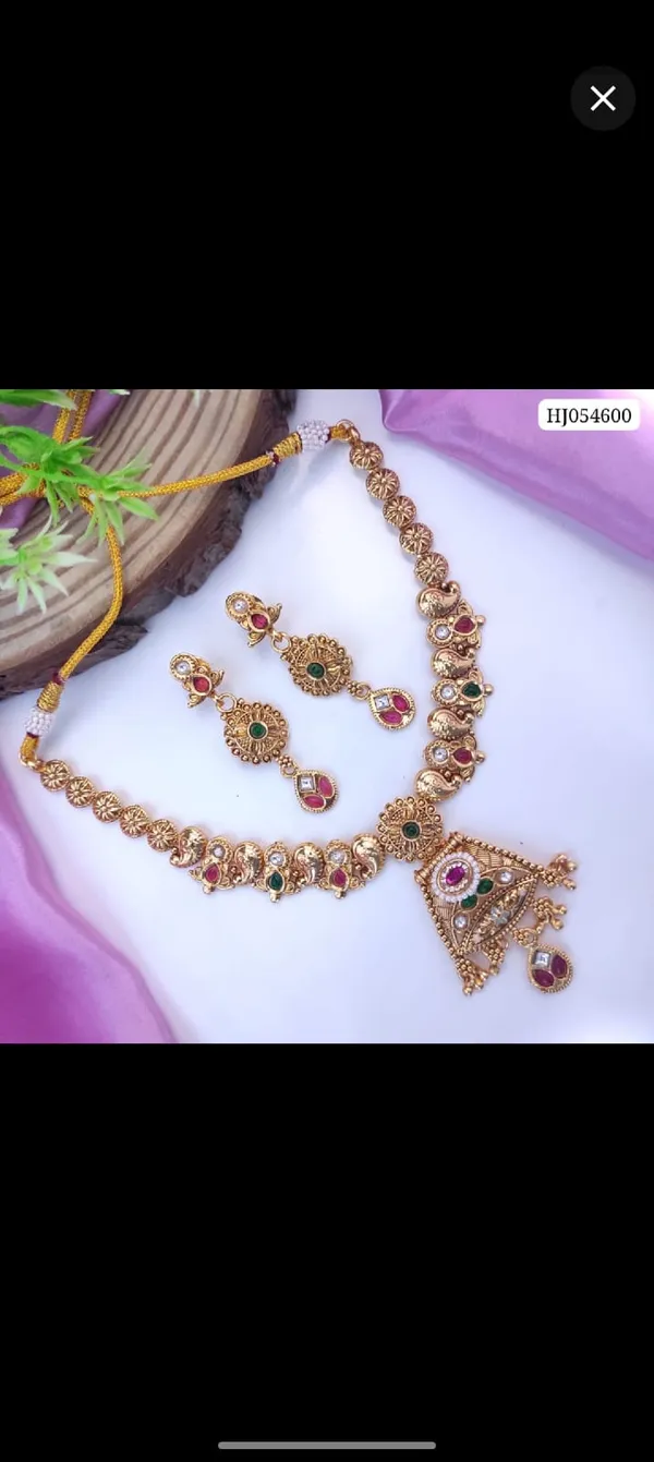 Antique_Gold_Plated_Peacock_Paisley_Necklace_Set