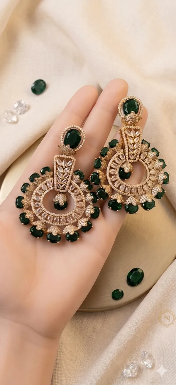Mehendi_Polish_Green_Stone_Chandbali_Earrings