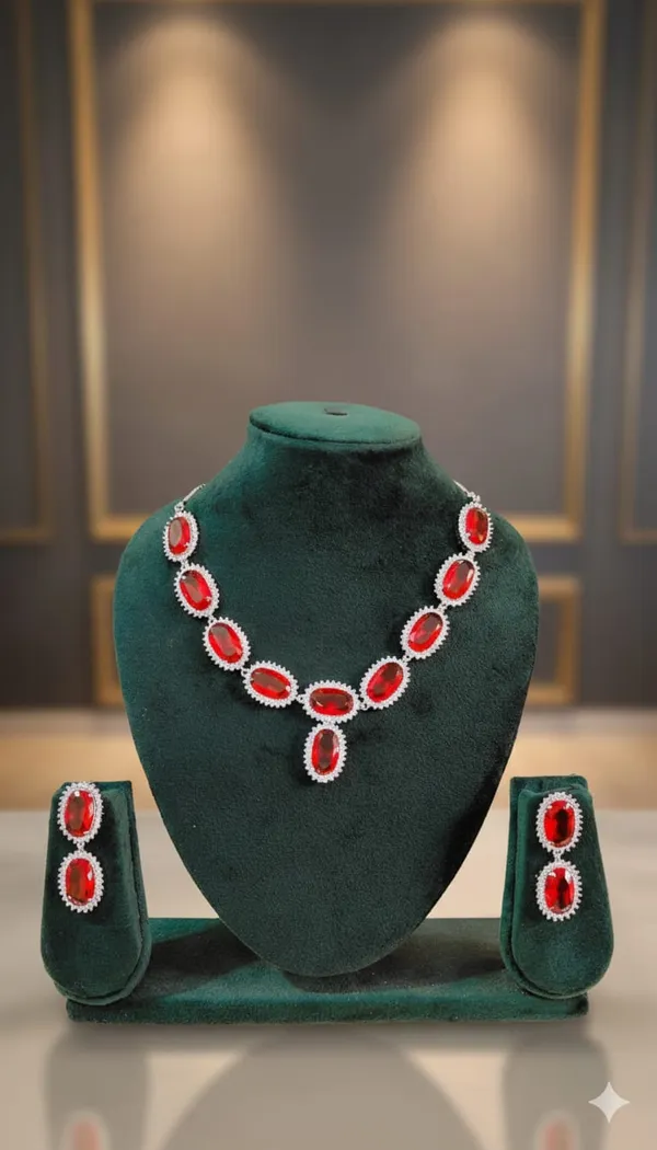 Ruby_Red_Oval_American_Diamond_Necklace_Set