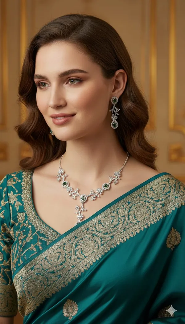 Floral_American_Diamond_Necklace_Set_Green
