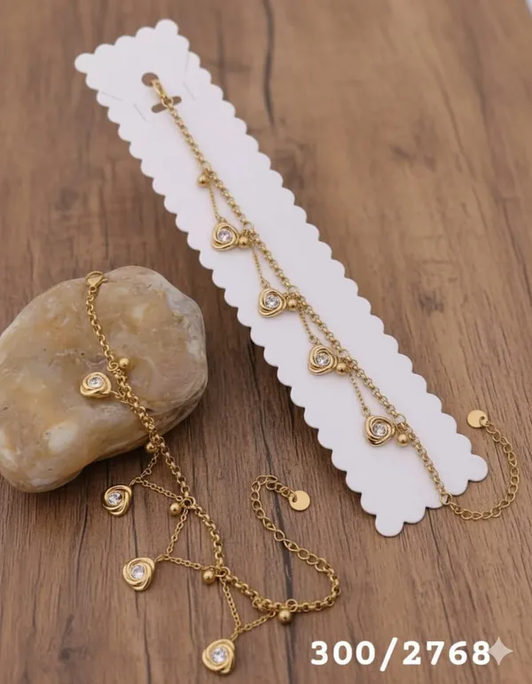 Golden_Anti_Tarnish_Crystal_Drop_Charm_Bracelet_For_Women