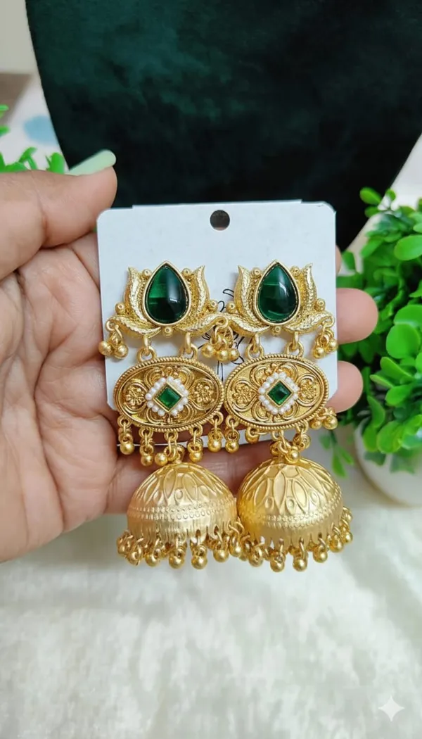Kashmiri_Heritage_Green_Stone_Jhumka_Earrings