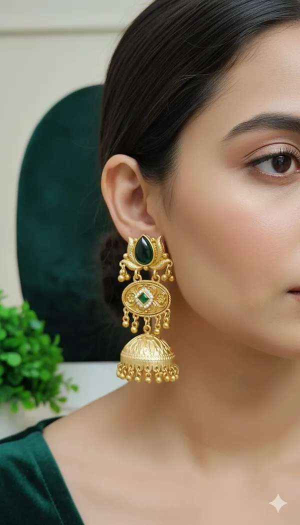 Kashmiri_Heritage_Green_Stone_Jhumka_Earrings