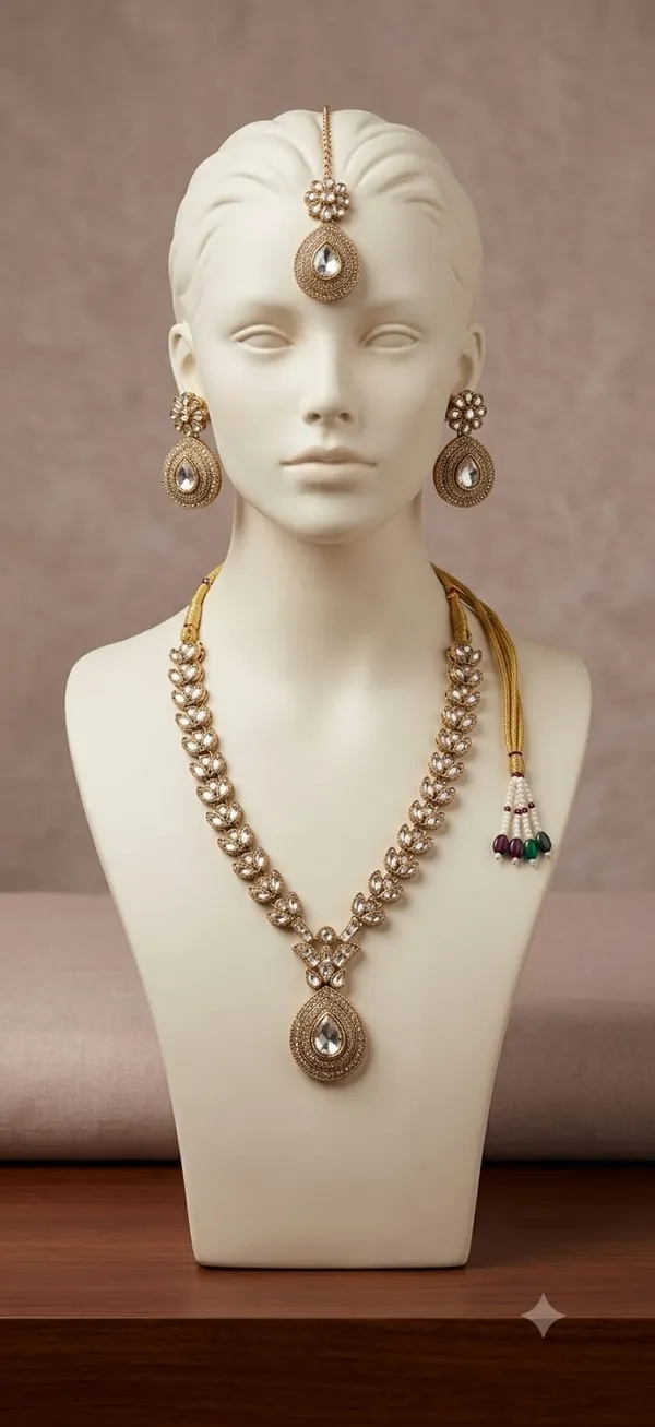 Royal_Kundan_Leaf_Necklace_Set_With_Matching_Earrings_Maang_Tika_Gold_Tone_Bridal_Jewellery