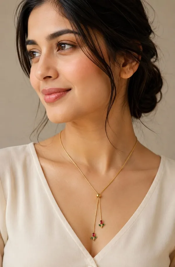Tulip_Adjustable_Minimal_Necklace_Red