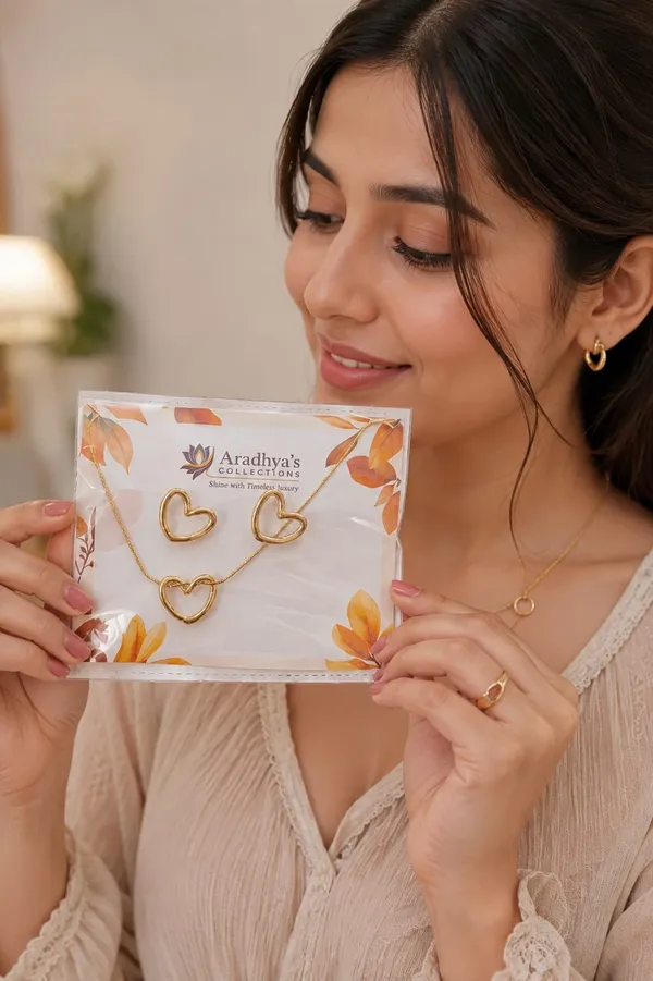 Elegant_Open_Heart_Pendant_Chain_Set_With_Matching_Earrings_Gold_Tone_Minimal_Jewellery_Set