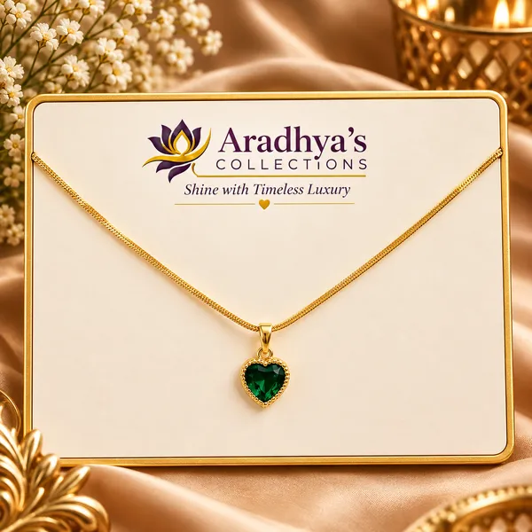 Green_Heart_Charm_Snake_Chain_Necklace
