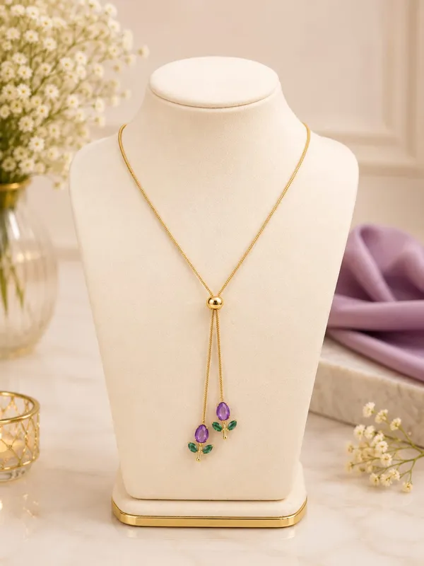 Tulip_Adjustable_Minimal_Necklace_Purple