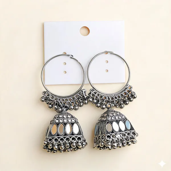 Oxidised_Mirror_Work_Jhumka_Hoop_Earrings