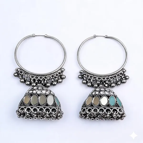 Oxidised_Mirror_Work_Jhumka_Hoop_Earrings