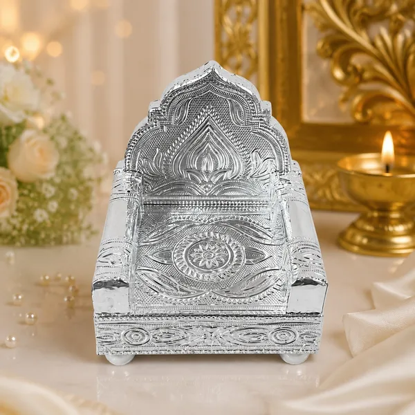 Silver_Finish_Rajwadi_Decorative_Singhasan