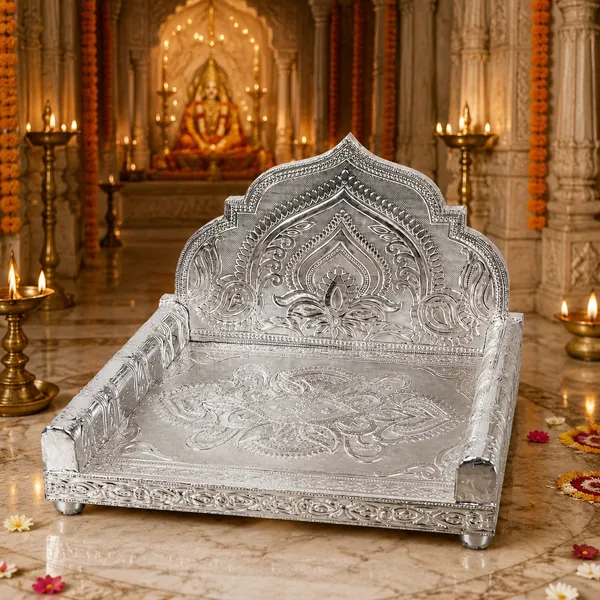 Silver_Finish_Rajasthani_Embossed_Pooja_Singhasan