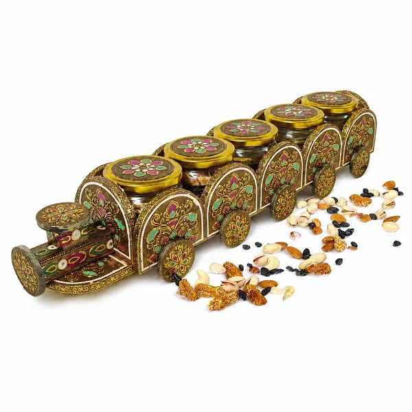 Metal_Traditional_Floral_Pattern_Decorative_Storage_4_jar_Train_Set