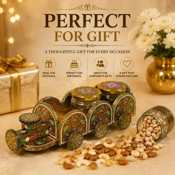 Metallic_Floral_Train-Shaped_2_jar_Dry_Fruit_Storage_Box