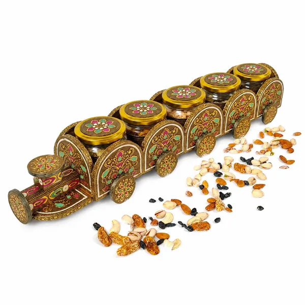 Decorative_Traditional_Floral_5_Jar_Train-Shaped_Storage_Container_Set