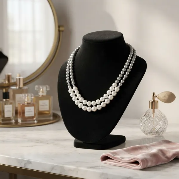 White_Pearl_Double_Strand_Necklace_For_Women