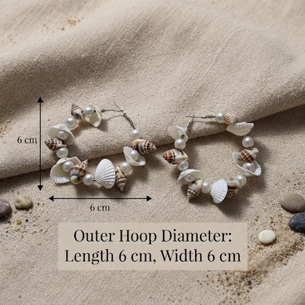 White_Gold_Shell_Beads_Hoop_&_Fan_patel_Earrings_For_Women_Pack_Of_2