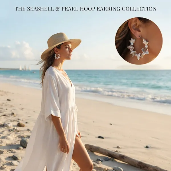 White_Gold_Shell_Beads_Hoop_&_Fan_patel_Earrings_For_Women_Pack_Of_2