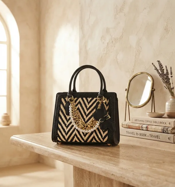 Black_Chevron_Pattern_Handbag_for_Women