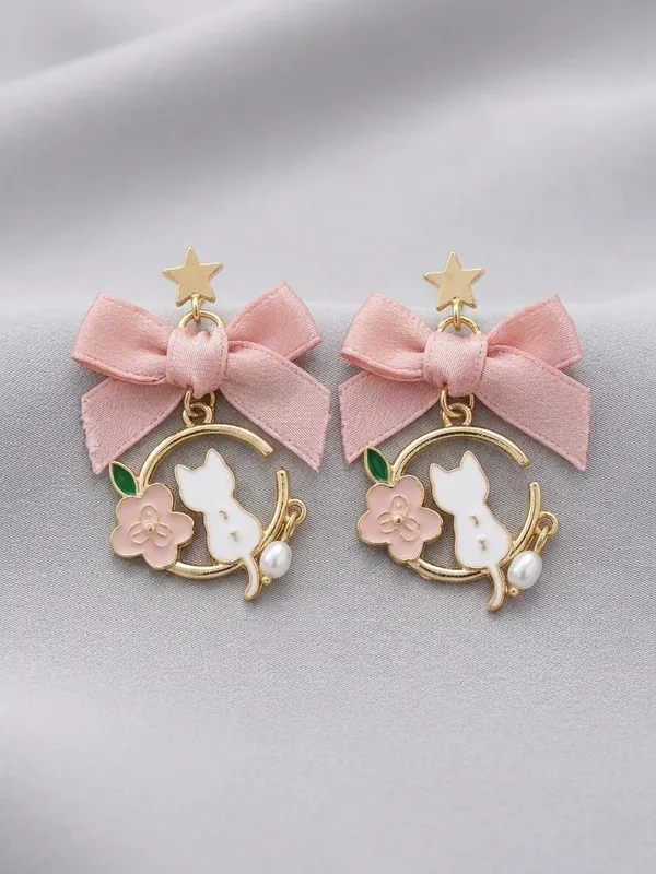 Pink_Brass_Enamel_Earrings_For_Women