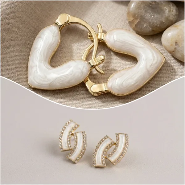 White_Brass_Geometric_Earrings_For_Women_Pack_Of_2