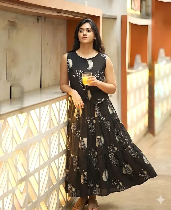 Women_S_Premium_Cotton_Printed_Co_Ord_Set_Sleeveless_Button_Top_With_Flared_Maxi_Skirt_Two_Piece_Outfit