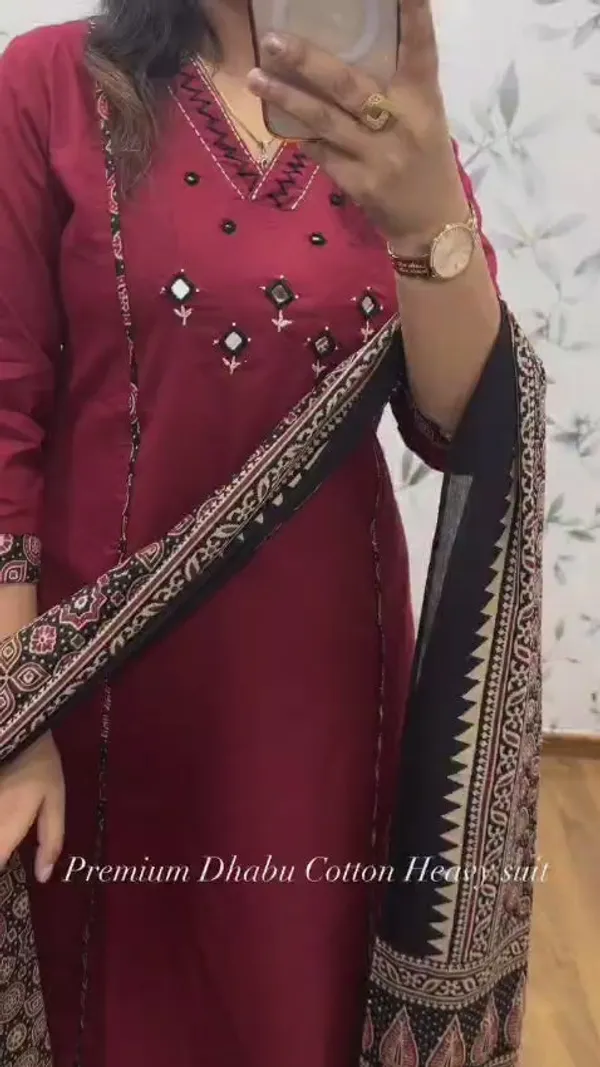 Maroon_Embroidered_Anarkali_Kurta_Set_With_Mirror_Work_And_Contrast_Dupatta