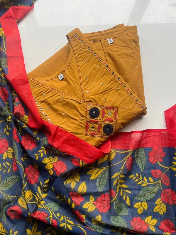 Premium_Dhabu_Cotton_Embroidered_Kurta_Pant_Set_With_Printed_Dupatta_For_Women
