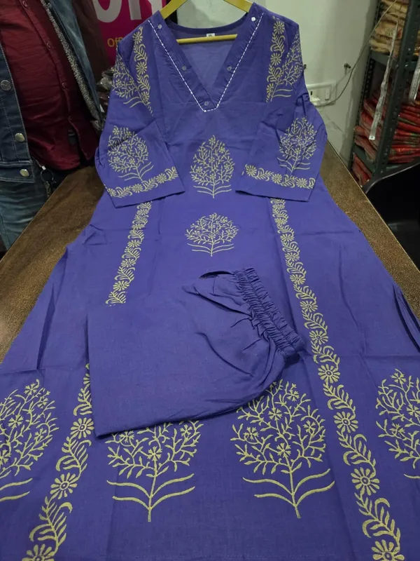 Royal_Indigo_Handblock_Cotton_Kurti_Palazzo_Set