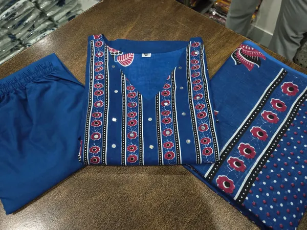 Designer_Mughal_Floral_Cotton_Kurta_Pant_Dupatta_Set_With_Mirror_Handwork_For_Women