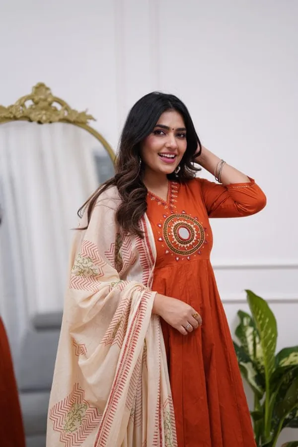 Rust_Aura_Embroidered_Kurti_Pant_Set_With_Dupatta