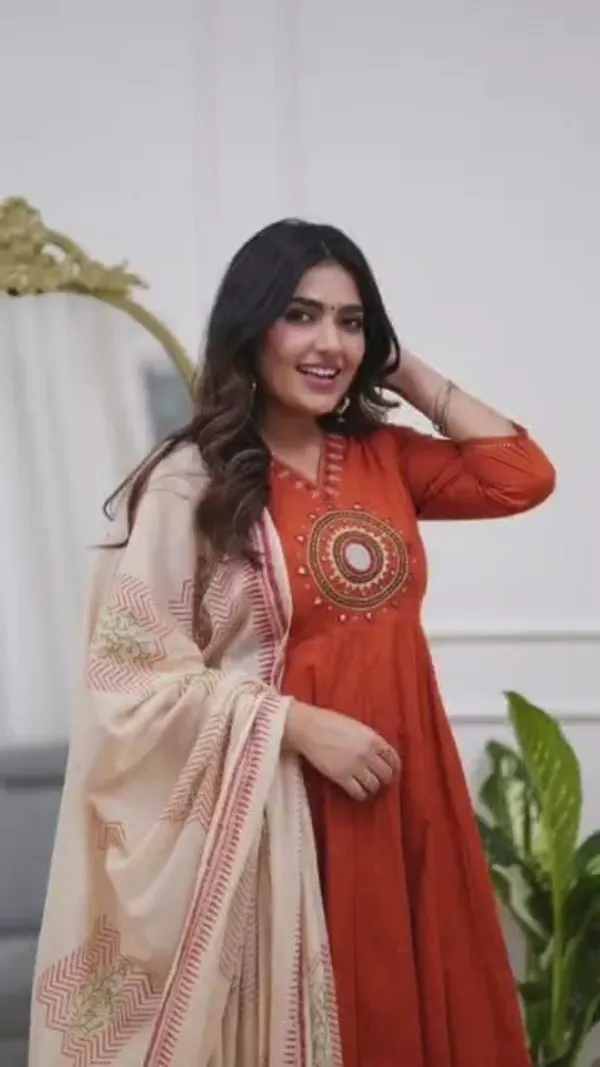 Rust_Aura_Embroidered_Kurti_Pant_Set_With_Dupatta