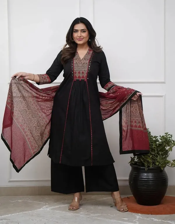 Black_Maroon_Ruhani_Ajrakh_Mirror_Work_Kurta_Set