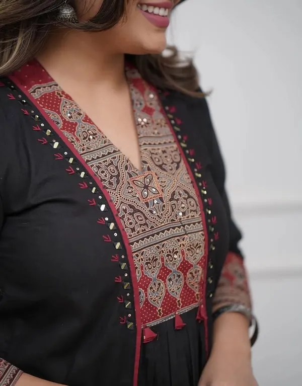 Black_Maroon_Ruhani_Ajrakh_Mirror_Work_Kurta_Set