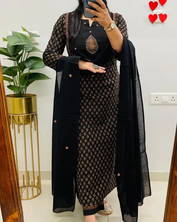 Pure_Cotton_Kurti_Pant_Dupatta_Set_For_Women_Embroidered_3_Piece_Ethnic_Suit