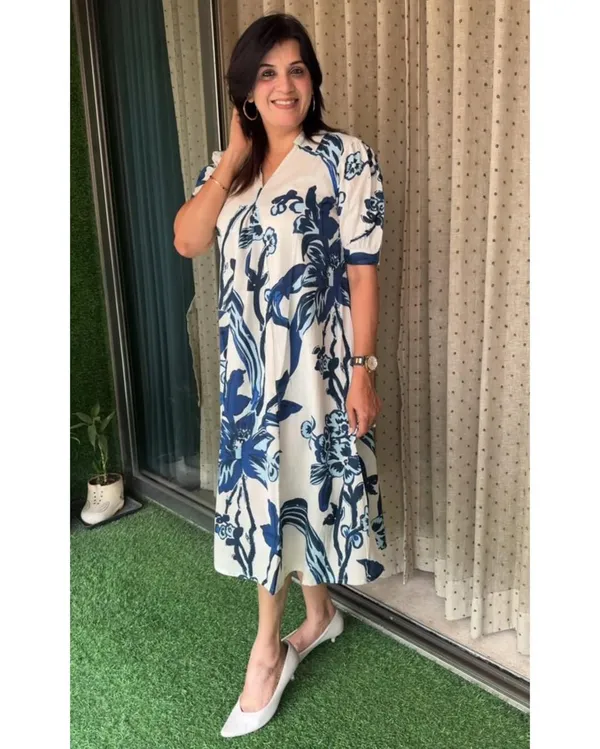 Azure_Bloom_Hand_Block_Inspired_Indo_Western_Dress
