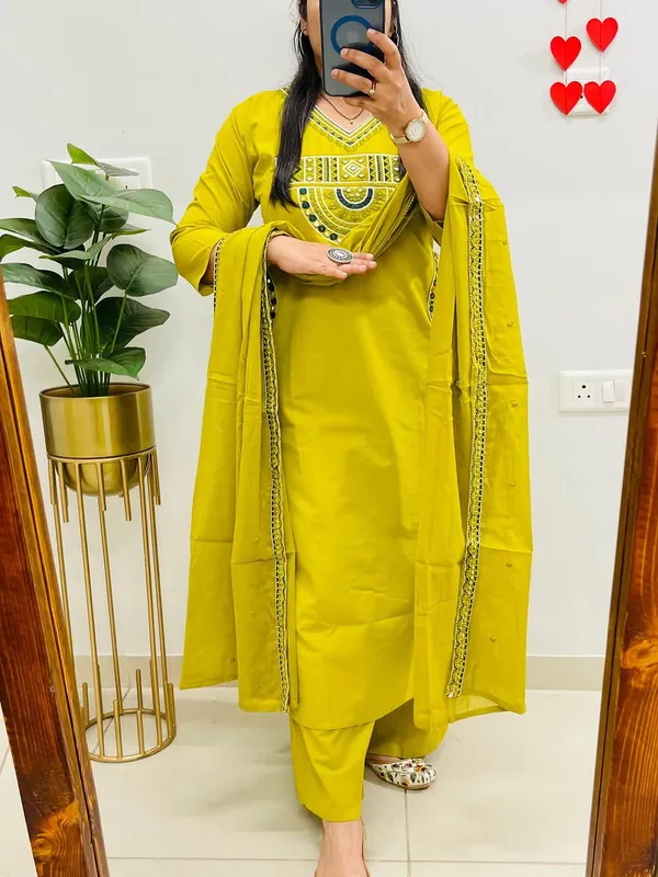 Rust_Royale_Embroidered_Cotton_Kurti_Pant_Dupatta_Set