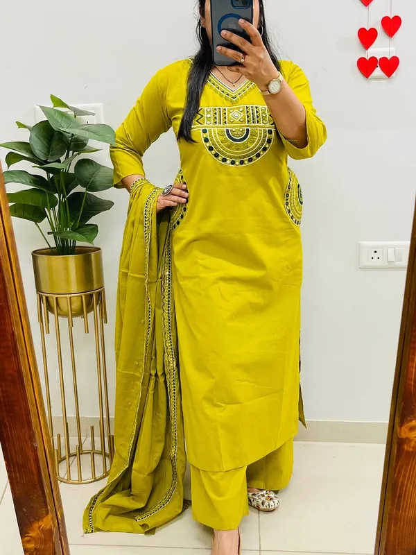 Rust_Royale_Embroidered_Cotton_Kurti_Pant_Dupatta_Set
