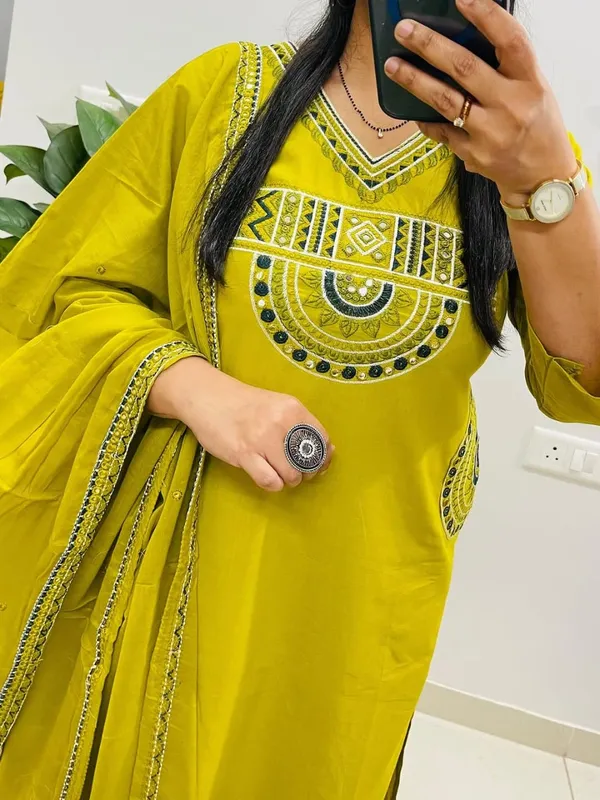 Rust_Royale_Embroidered_Cotton_Kurti_Pant_Dupatta_Set