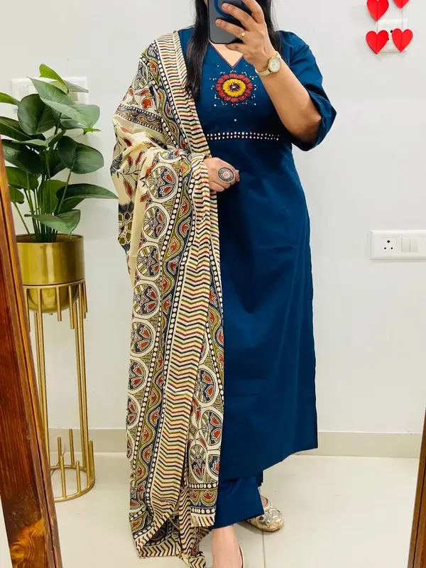 Dhabu_Cotton_Kurta_Pant_Set_With_Kutch_Embroidery_Mirror_Work_Printed_Dupatta_For_Women