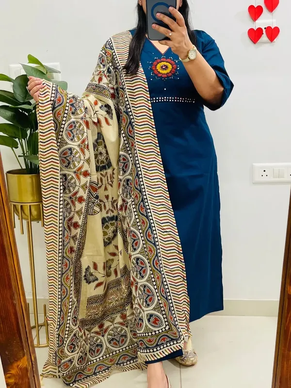Dhabu_Cotton_Kurta_Pant_Set_With_Kutch_Embroidery_Mirror_Work_Printed_Dupatta_For_Women