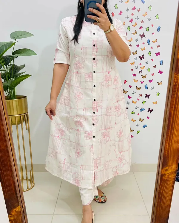 Blush_Sketch_Floral_Cotton_Kurti_Pant_Set