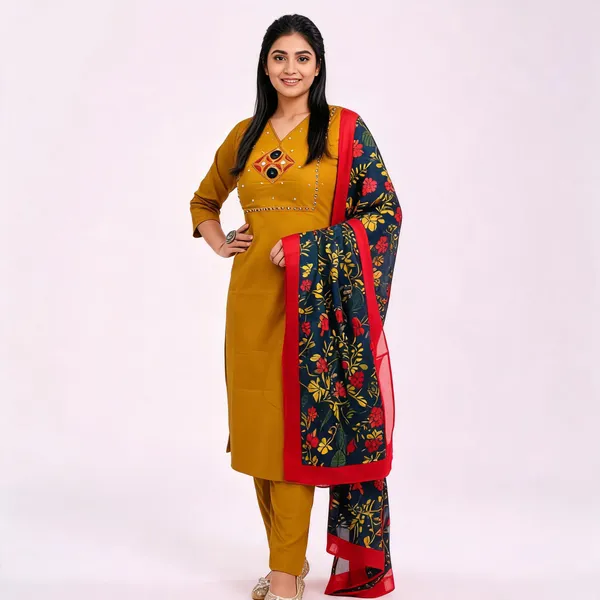 Premium_Dhabu_Cotton_Embroidered_Kurta_Pant_Set_With_Printed_Dupatta_For_Women