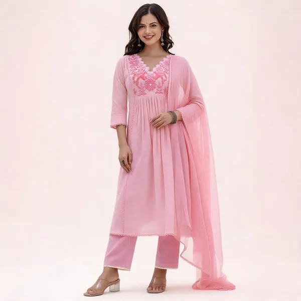 Floral_Yoke_Cotton_Slub_Kurta_Pant_Set_With_Dupatta