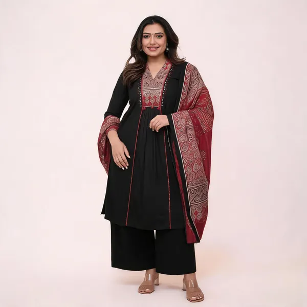 Black_Maroon_Ruhani_Ajrakh_Mirror_Work_Kurta_Set