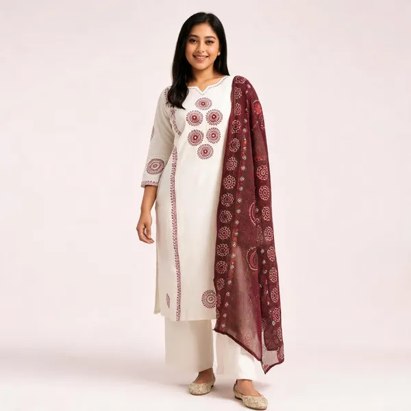 Ivory_Dhabu_Cotton_Kurta_Palazzo_Set_With_Ajrakh_Dupatta_Mirror_Work_For_Women