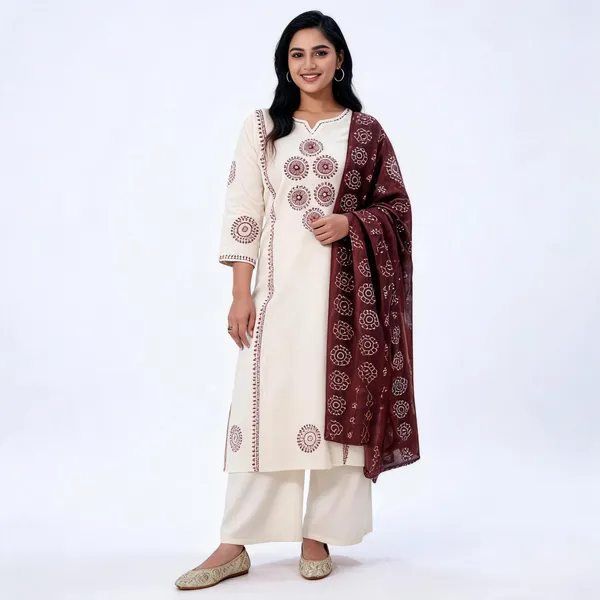 Ivory_Dhabu_Cotton_Kurta_Palazzo_Set_With_Ajrakh_Dupatta_Mirror_Work_For_Women