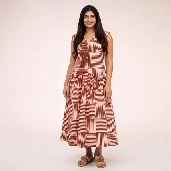 Premium_Cotton_Printed_Co_Ord_Set_For_Women_Sleeveless_Top_Flared_Maxi_Skirt